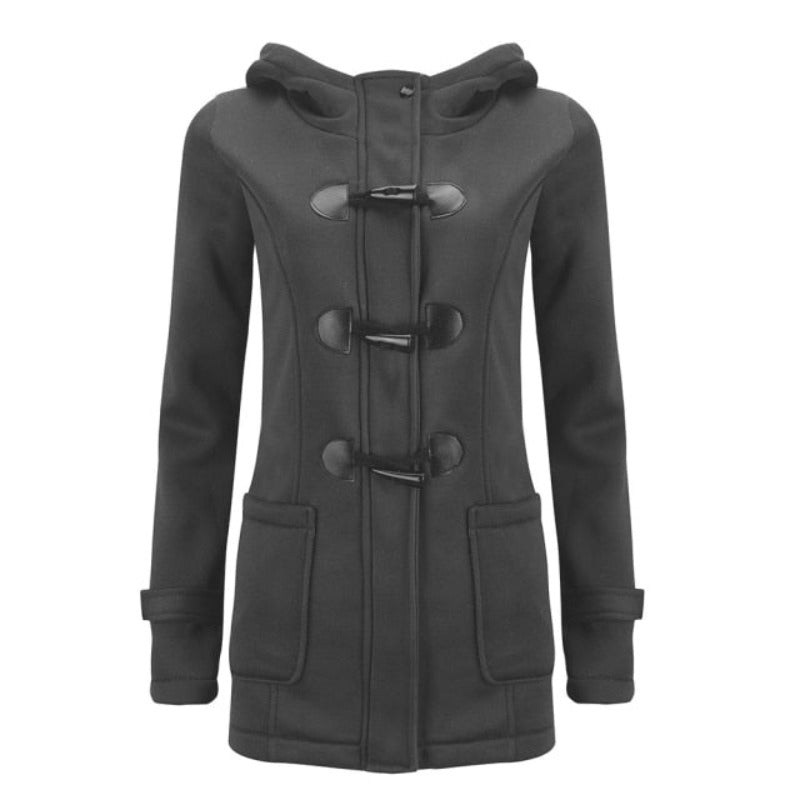 Elegant Winter Coat with Long Sleeves and Removable Hood