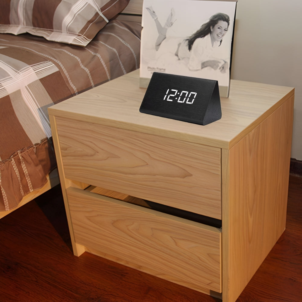Elora Wooden LED Alarm Clock Digital Display