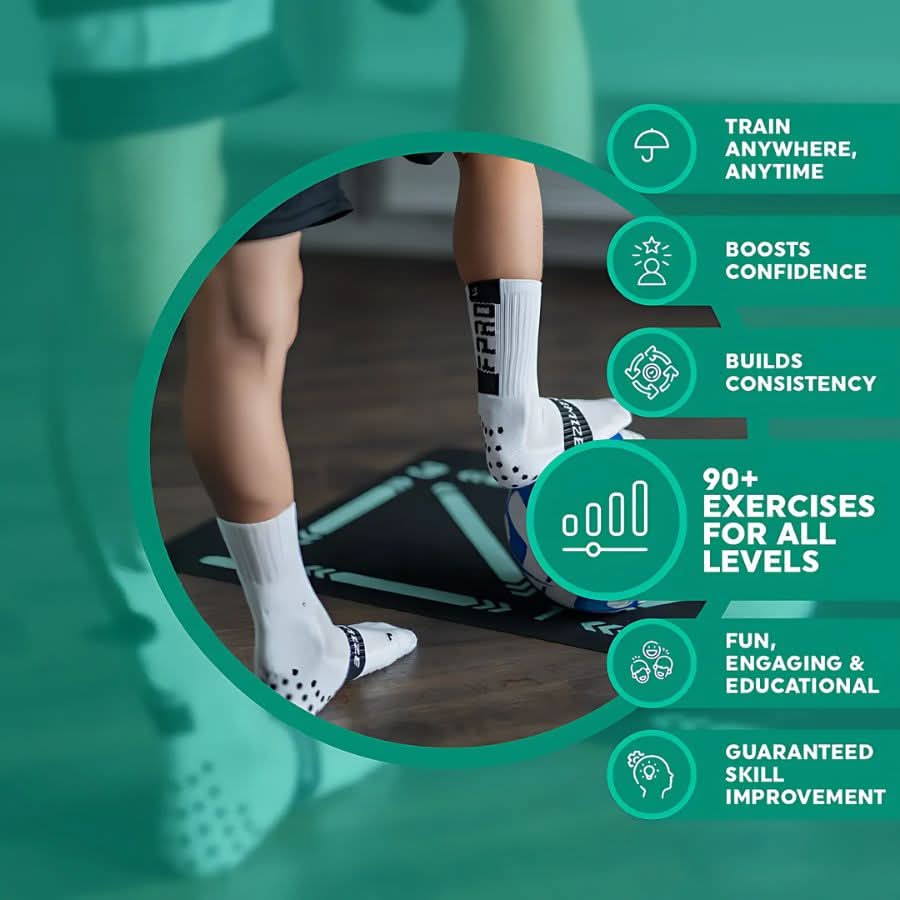 FOOTMASTER - Non-slip Soccer Training Mat for Effective Technique Training, Coordination, and Ball Control Indoors