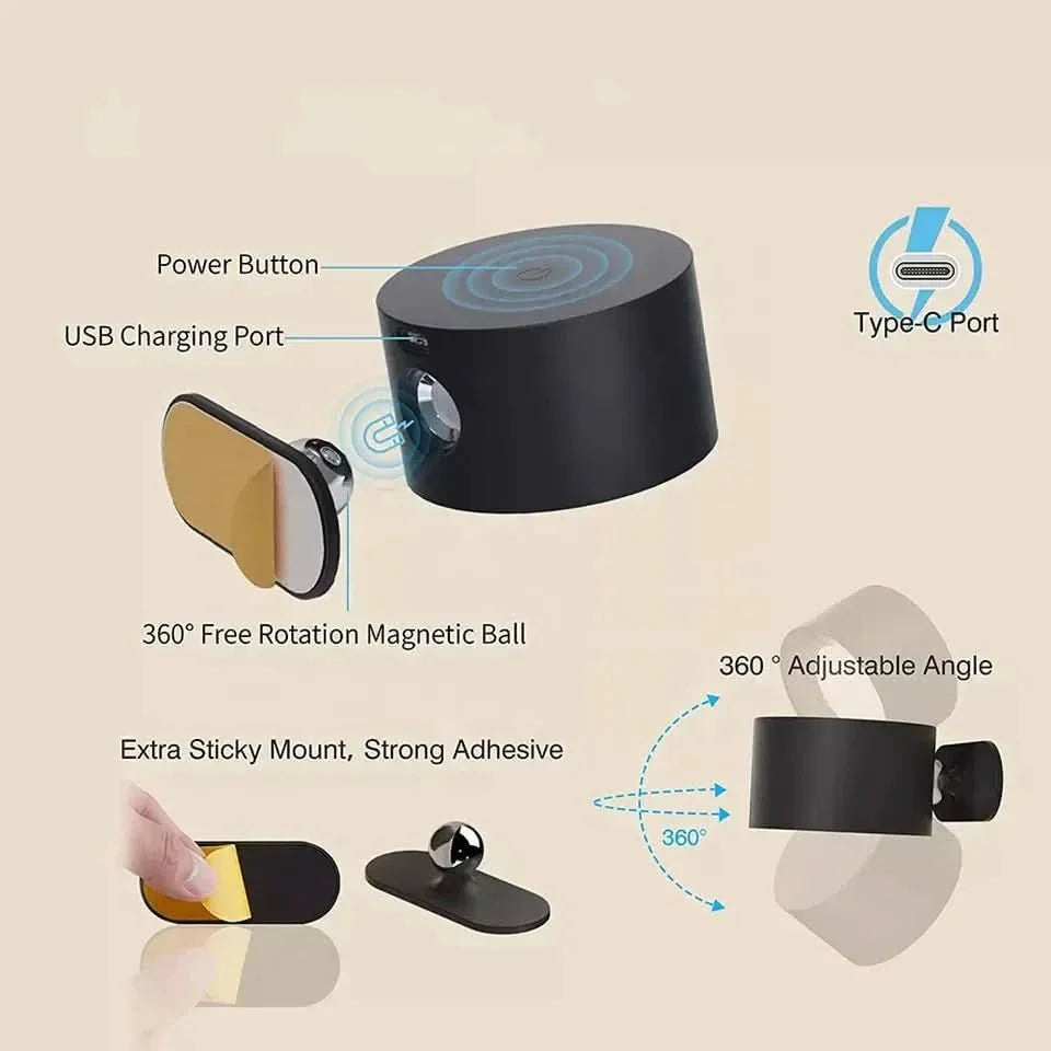 GLOW360 – Wireless, Rotatable LED Wall Lamp