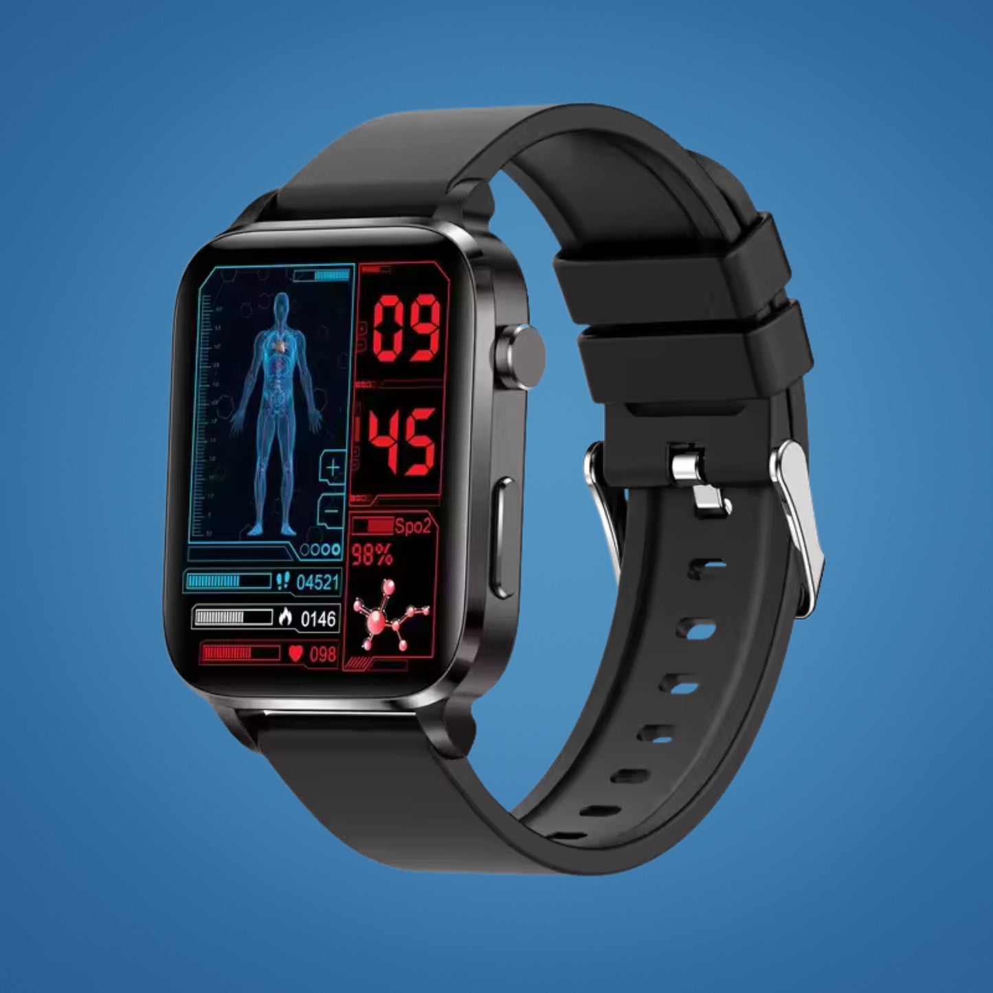 GlucoWell | Non-Invasive Diabetes Smartwatch – Blood Sugar Monitor – HD Display – Pain-Free Glucose Tracking for Adults Charly