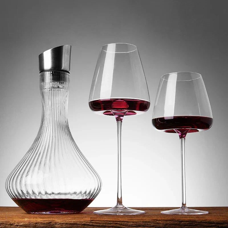 Handmade Wine and Champagne Glasses Set with Refined Design