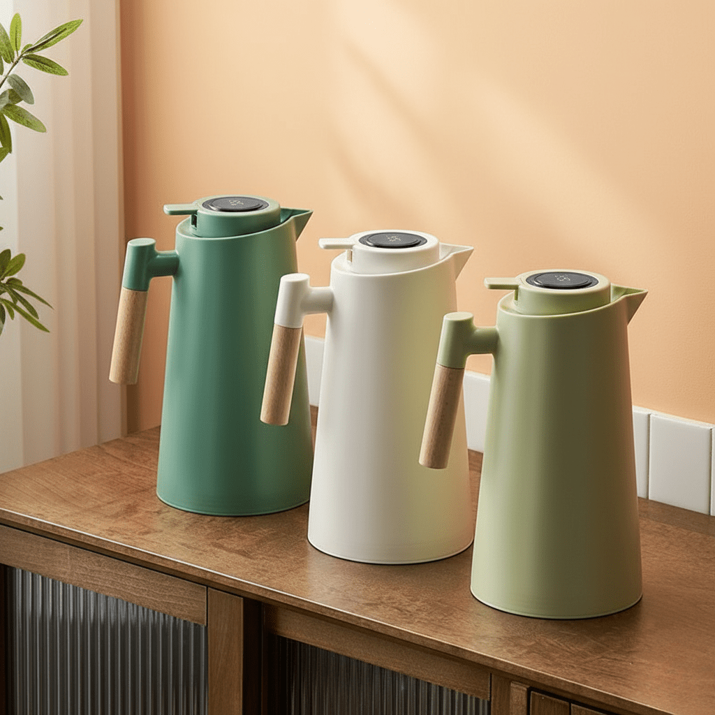 LATTEA THERMO – Double-walled Thermos Flask with Temperature Display and Wooden Handle