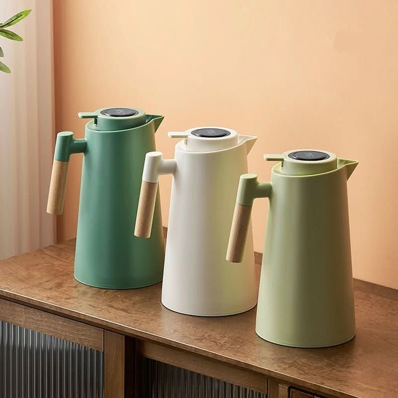 LATTEA THERMO – Double-walled Thermos Flask with Temperature Display and Wooden Handle