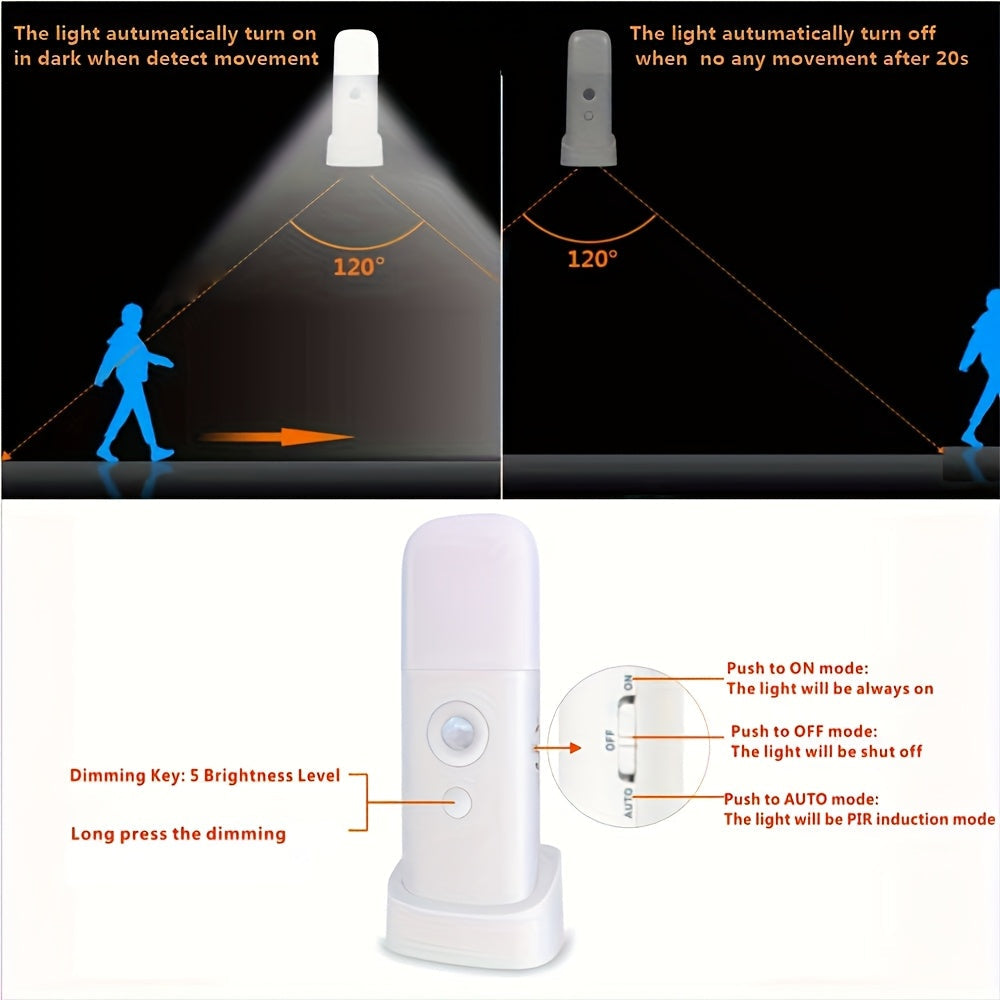LED Night Light with Motion Sensor – Rechargeable via USB and Adjustable Brightness for Bedrooms and Hallways