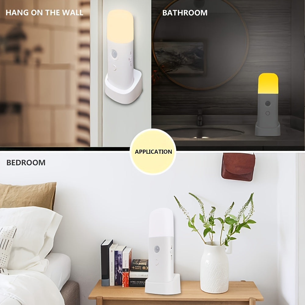 LED Night Light with Motion Sensor – Rechargeable via USB and Adjustable Brightness for Bedrooms and Hallways