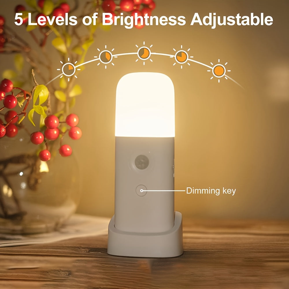 LED Night Light with Motion Sensor – Rechargeable via USB and Adjustable Brightness for Bedrooms and Hallways