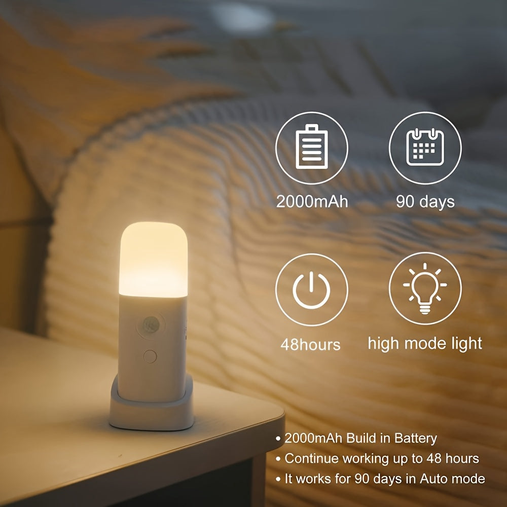 LED Night Light with Motion Sensor – Rechargeable via USB and Adjustable Brightness for Bedrooms and Hallways