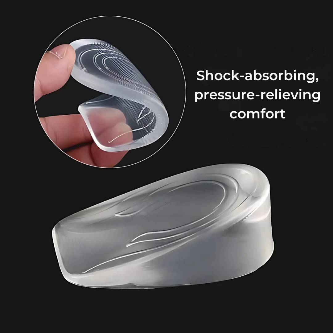 LiftComfort Silicone Gel Heel Lifting Inserts | Height Increase - Pain Relief for Plantar Fasciitis - Shock Absorption - Better Posture Charly