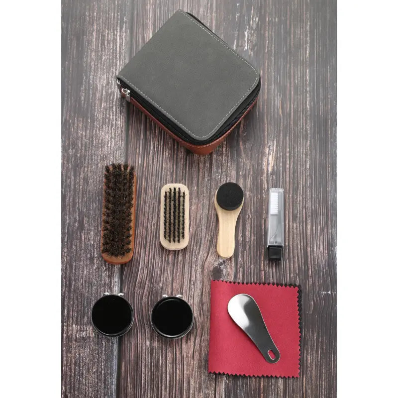 LuxeShine Shoe Care Kit 9 Pieces | Premium Horsehair Brush and Polish Kit for Leather Care
