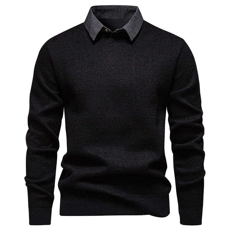 Men's Fine Knit Sweater with Modern Collar & Elegant Design | Charly