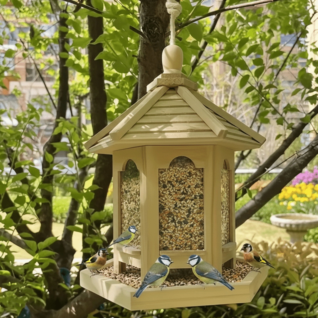 NATUREWELL – Rustic, handmade birdhouse with integrated water system made of wood