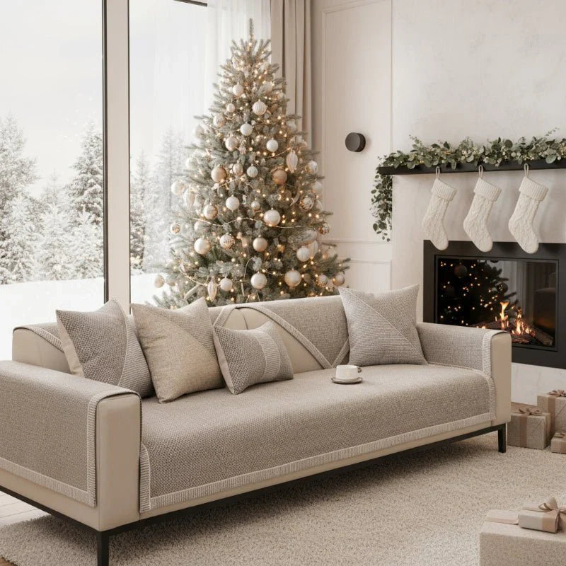 NATURWEFT – Non-slip cotton-linen sofa cover for all seasons