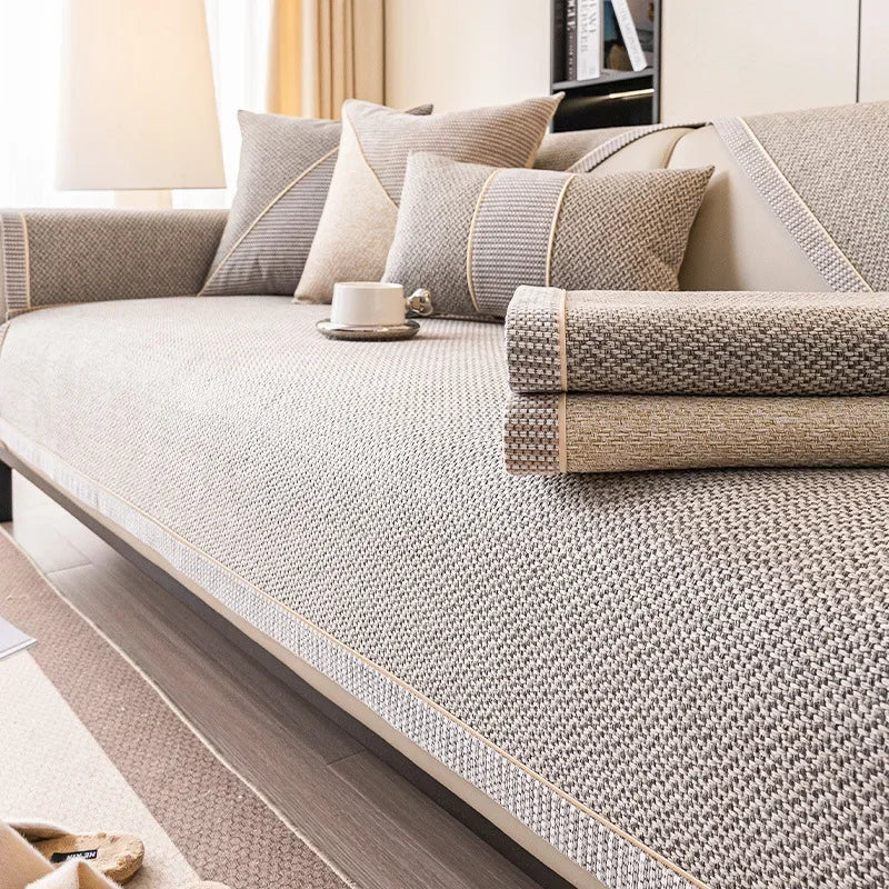 NATURWEFT – Non-slip cotton-linen sofa cover for all seasons