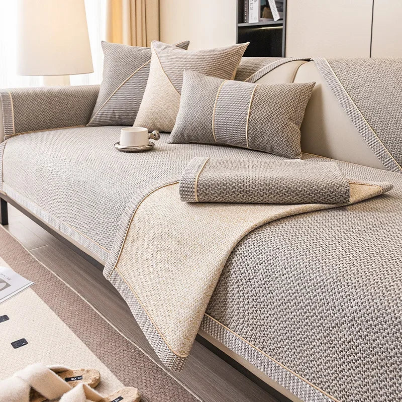 NATURWEFT – Non-slip cotton-linen sofa cover for all seasons
