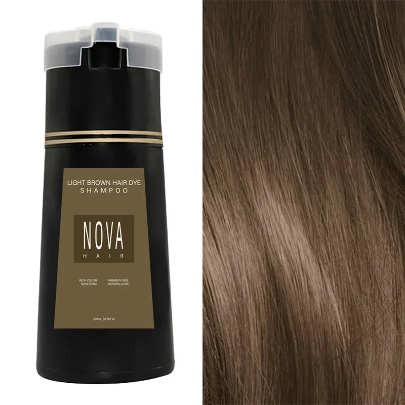 NovaHair Color+ Coloring Shampoo – Long-Lasting Coverage Without Ammonia, Easy Application, 5 Available Shades