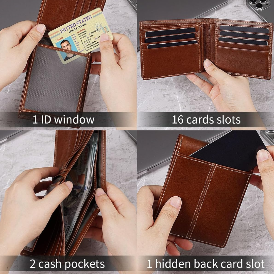 Premium RFID-Blocking Leather Bifold Wallet for Men - SlimArmor