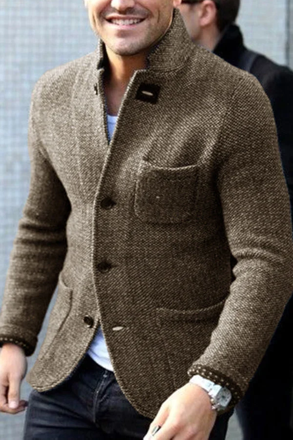 Retro Blazer with Buttoned Design and Pockets