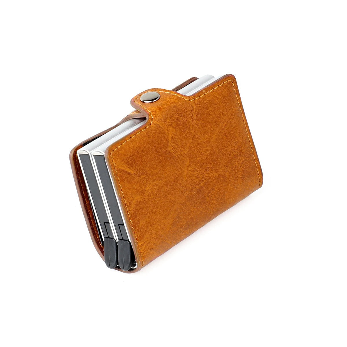 RFID Leather Wallet with Pop-up Aluminum Holders - Protect Your Cards and Identity