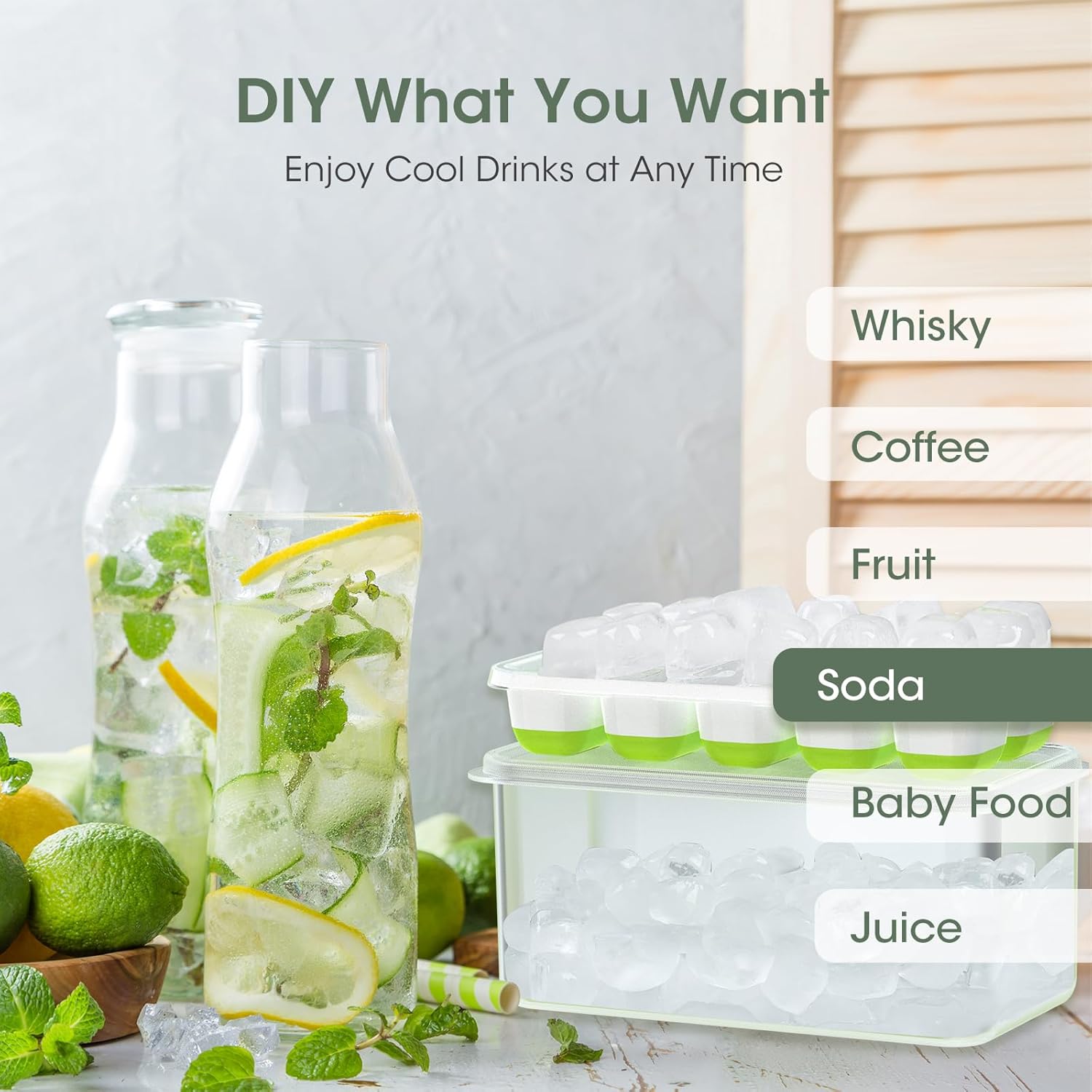Stackable Silicone Ice Cube Trays with Storage Bin