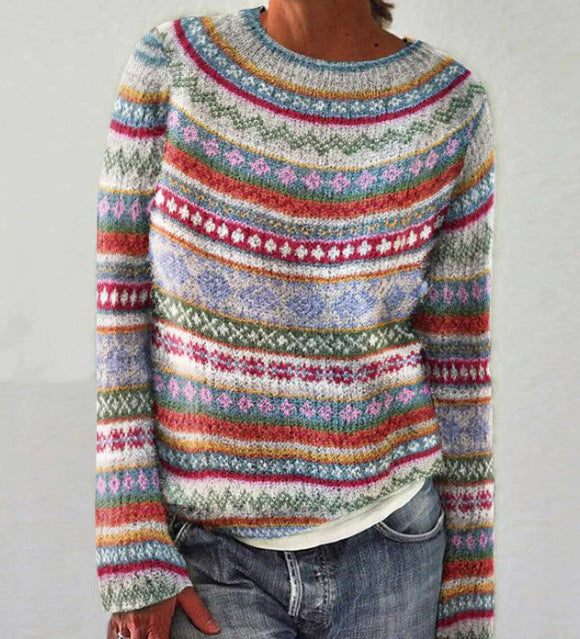 Stylish Knit Sweater with Round Neck