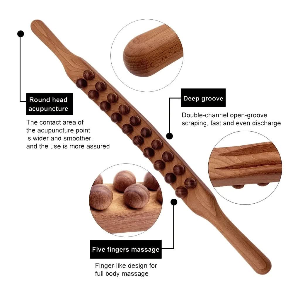 THERAWOOD – Luxury Gua Sha Massage Stick made of Wood | Promotes Blood Circulation & Muscle Relaxation