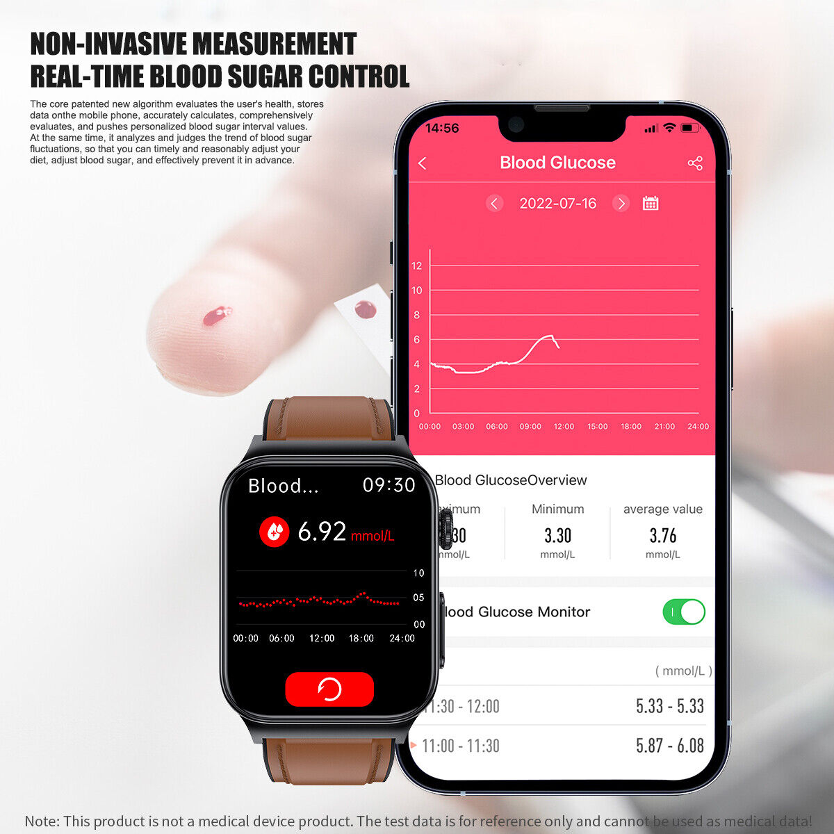 VitaSense Diabetes Monitoring Smartwatch for Daily Management