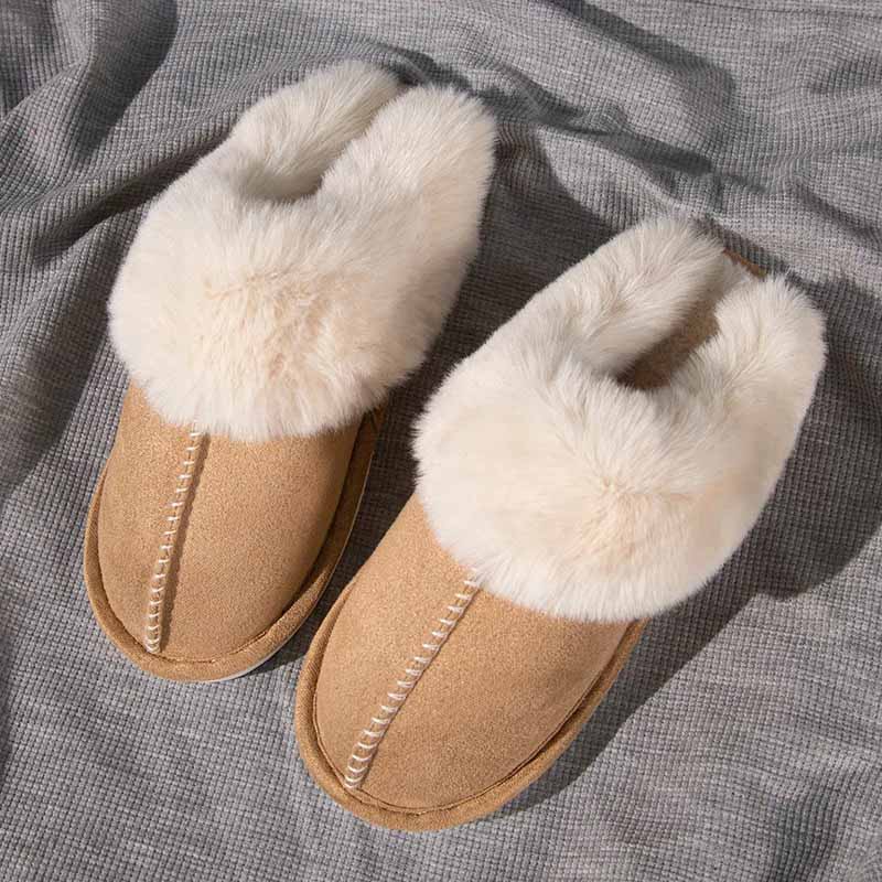 Warm-lined slippers with soft lining and non-slip sole