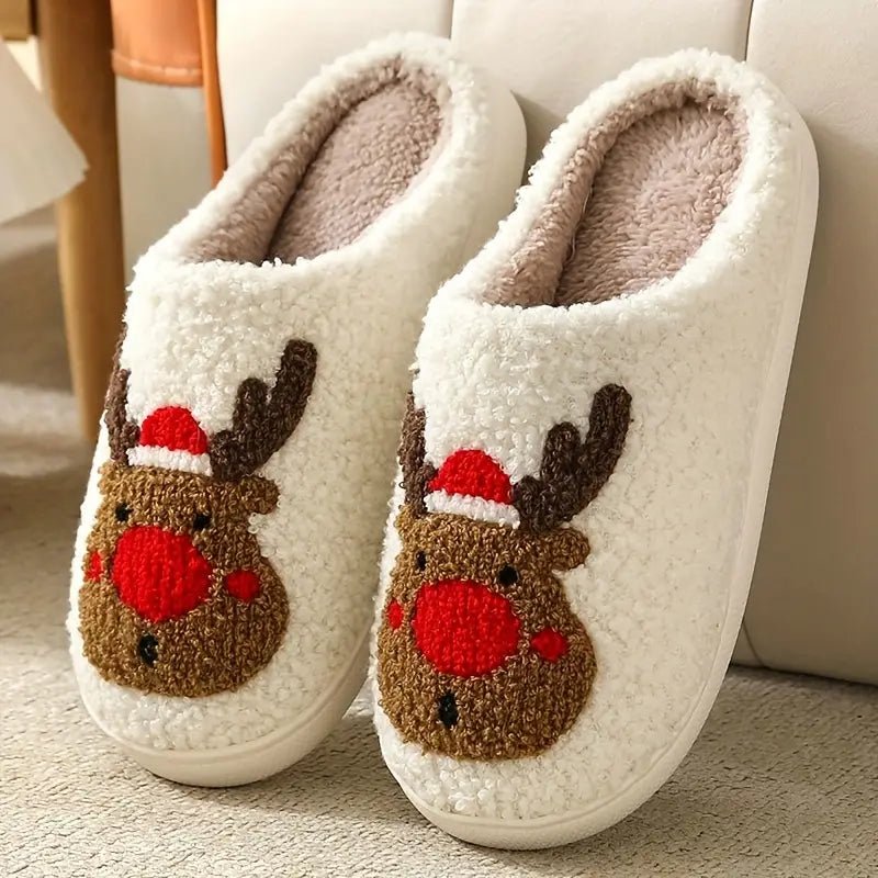 WINTERHOOF – Warm, Non-Slip House Slippers with Deer Motif for Winter