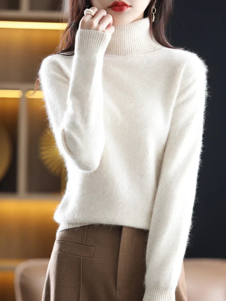 Women's 100 Percent Cashmere Turtleneck Sweater Warm Slim Fit Knit In 23 Colors