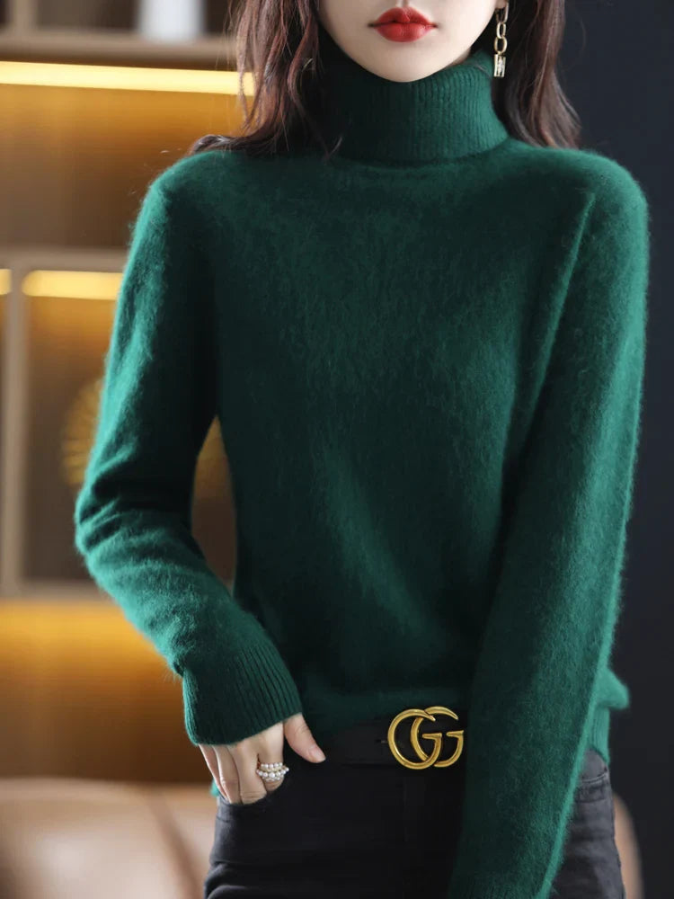 Women's 100 Percent Cashmere Turtleneck Sweater Warm Slim Fit Knit In 23 Colors