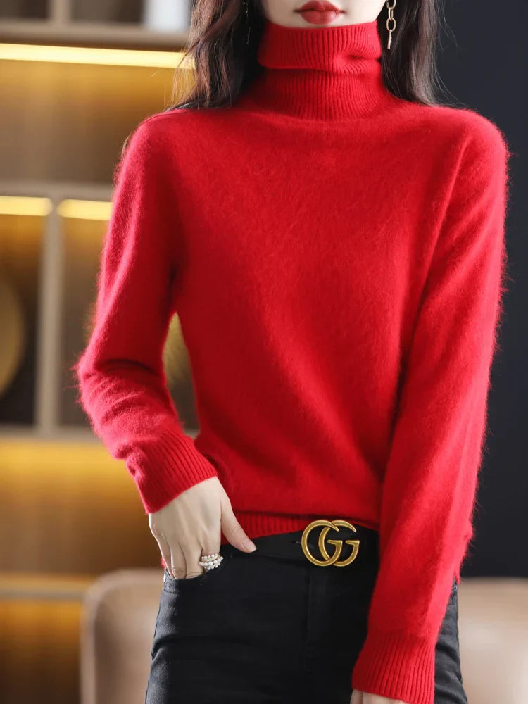 Women's 100 Percent Cashmere Turtleneck Sweater Warm Slim Fit Knit In 23 Colors