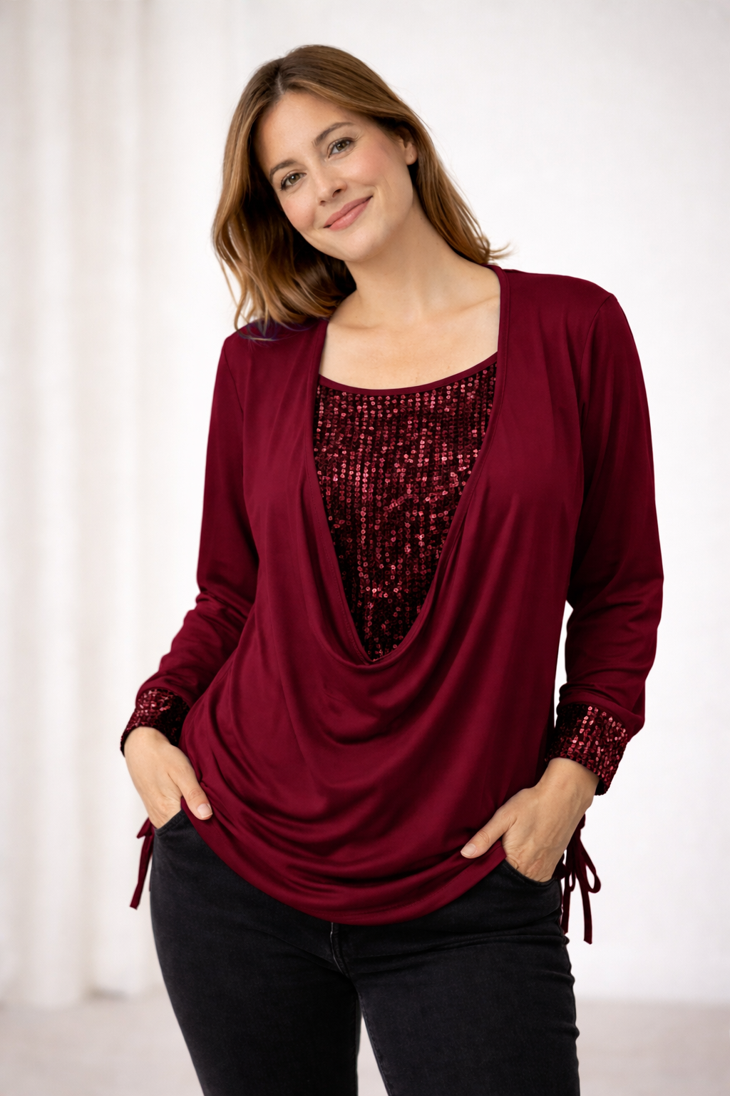Women's Long Sleeve Blouse with Sequins